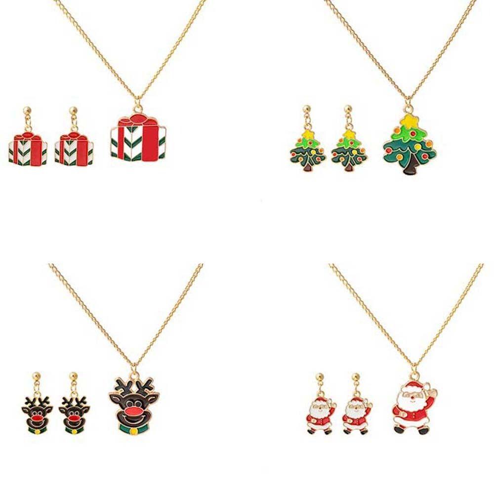 Jewelry Christmas Tree Earring Necklace Set Dangle Earring Christmas Necklace Christmas Earrings