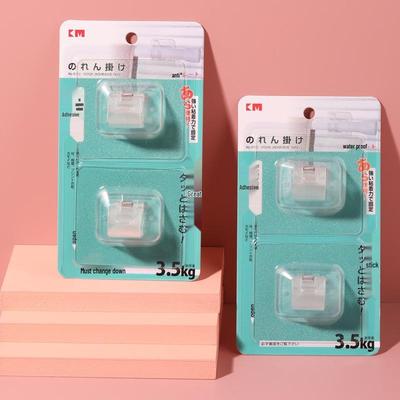 KM5110. Transparenter 3 kg Tragfähiger Vorhangstangenhaken - Stanzfreier Horizontalhalter.