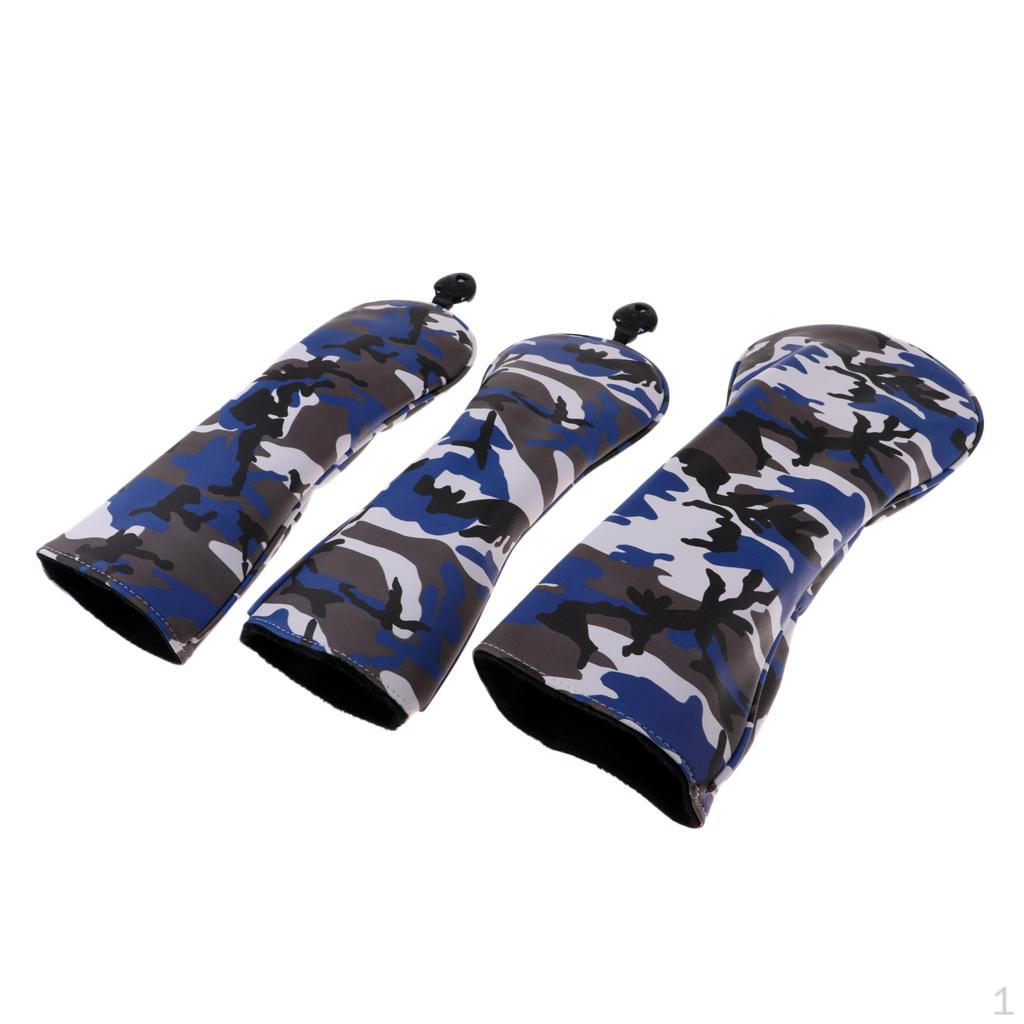 

3Pcs/Set Golf Club Headcover 460cc Driver wood Universal Blue Camo