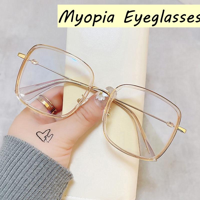 

Модные ретро-очки большого размера с металлической оправой для близорукости, анти-синий свет, очки TR90, плоское зеркало, корейская версия, индивидуальные очки -6.0