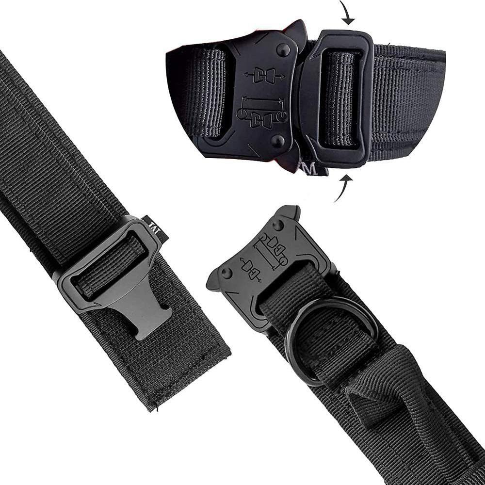 Neues Taktisches Hundehalsband & Leinen-Set mit Kontrollgriff und Metallschnalle (Schwarz)