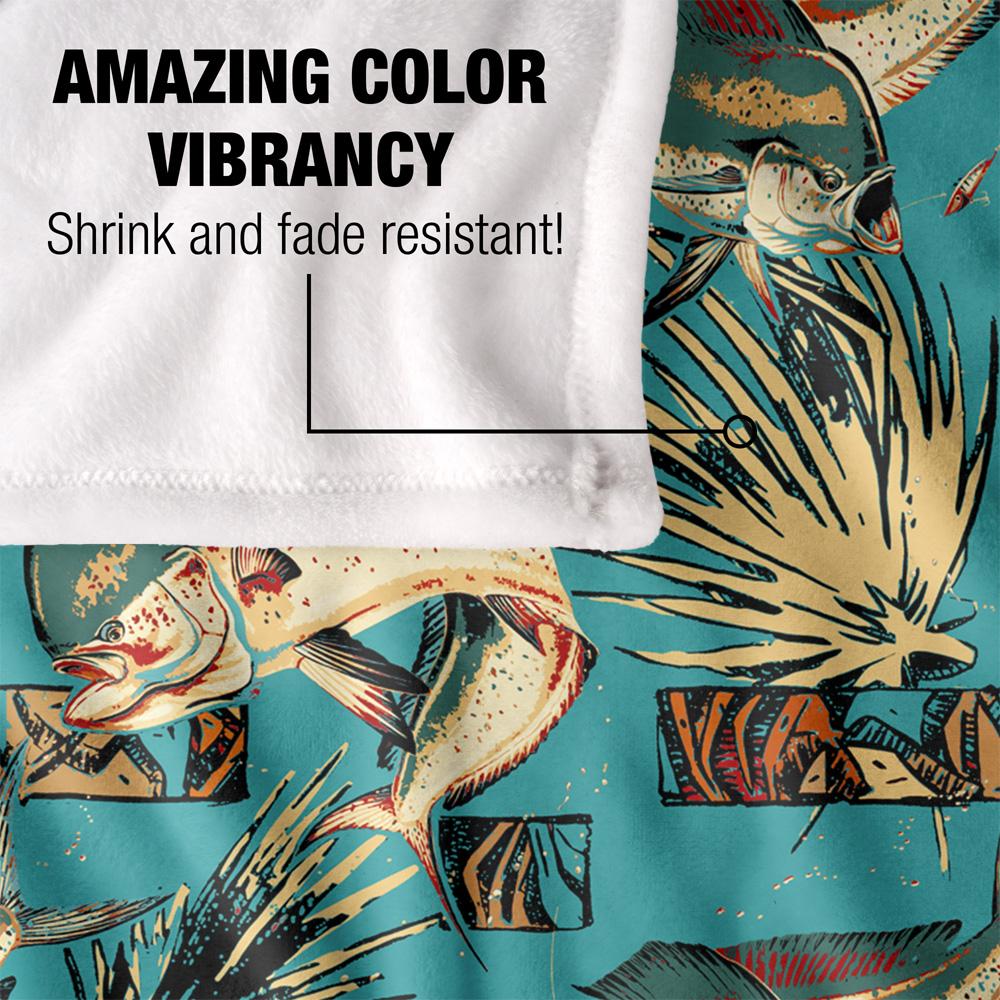 JQ Licensing Jl-Jp-Jq Silky Tiki Flower Fishing Supersoft Blanket