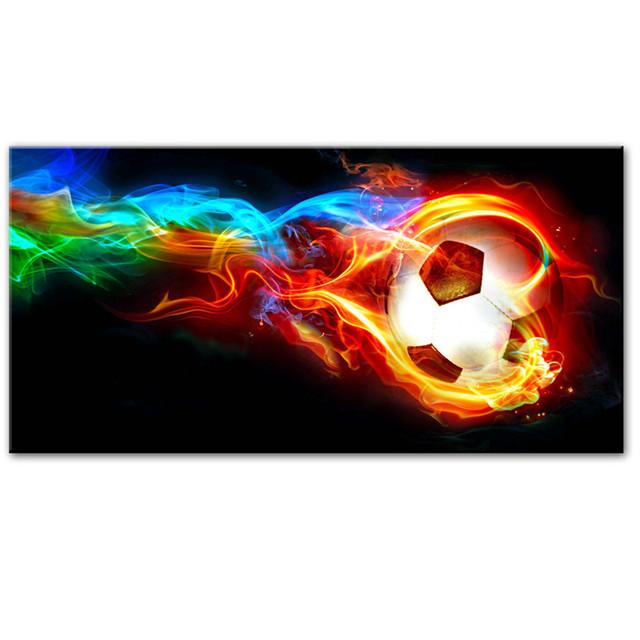 

Настенное искусство «Футбольный мяч в огне» Радуга Абстрактные картины на холсте Современные футбольные постеры и принты для гостиной Домашний декор без рамки 20*40cm No Frame