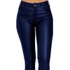 Women Pants Faux Leather Slim Casual Solid Color High Waist Elastic Small Feet Pants for Club