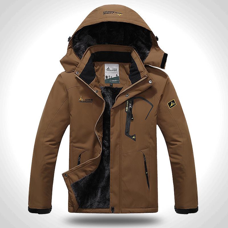 Herren Außenjacke mit Kapuze Plus Samt Verdickt Winddicht und Warm Baumwolle Gepolsterte Jacke