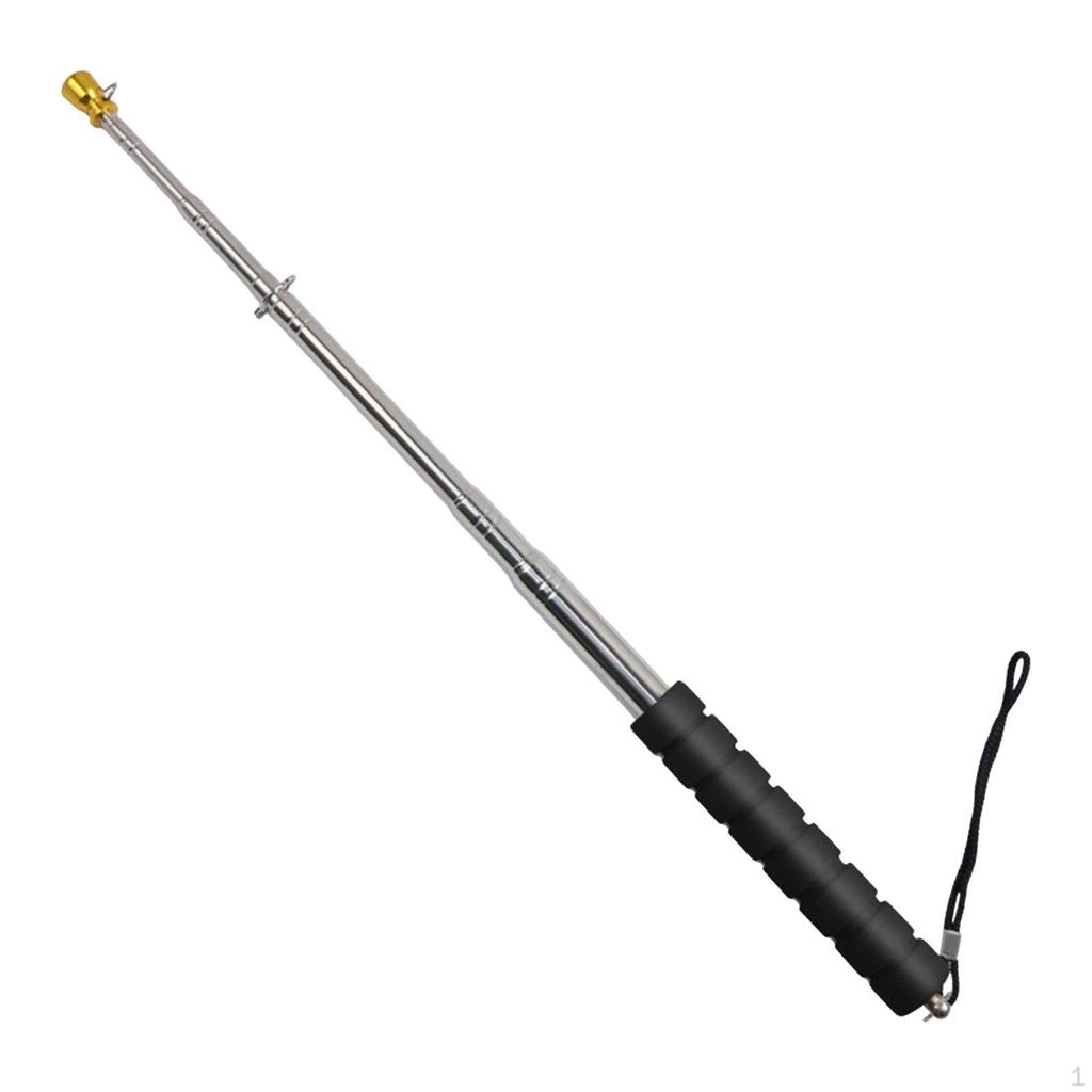 Handheld Flag Pole Stainless Steel Adjustable Telescopic Banner Pointer Nonslip Grip Portable