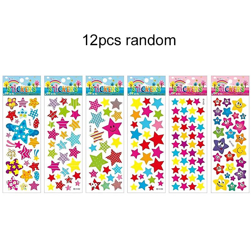 6/12pcs 3D Bubble Stickers Cartoon Cute Star Design for Children Sticker Toys Kids Birthday Christmas New Year Gifts TMZ