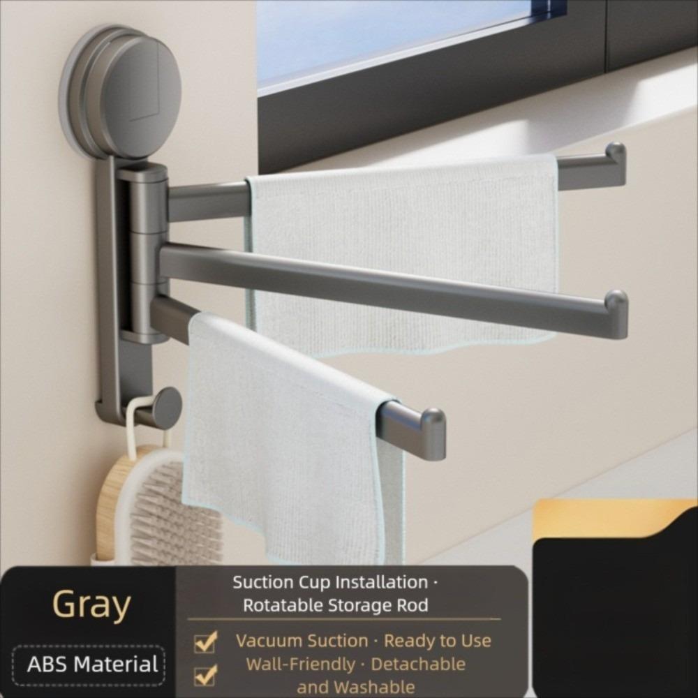 

Rotatable Suction Cup Rotating Towel Rack No Need To Drill Kitchen Storage Rack Toilet серый