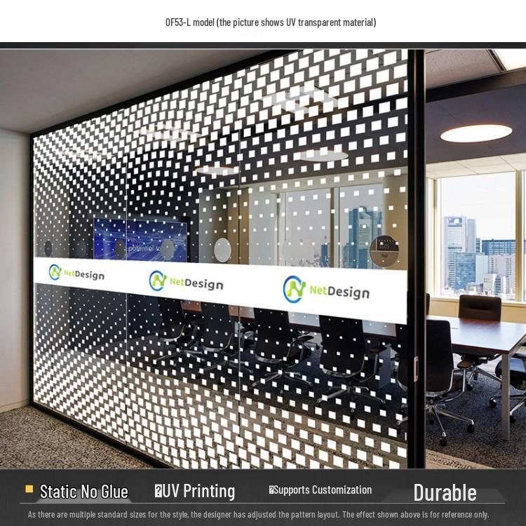 Frosted Glass Lattice Window & Door Privacy Sticker for Office and Café Decor