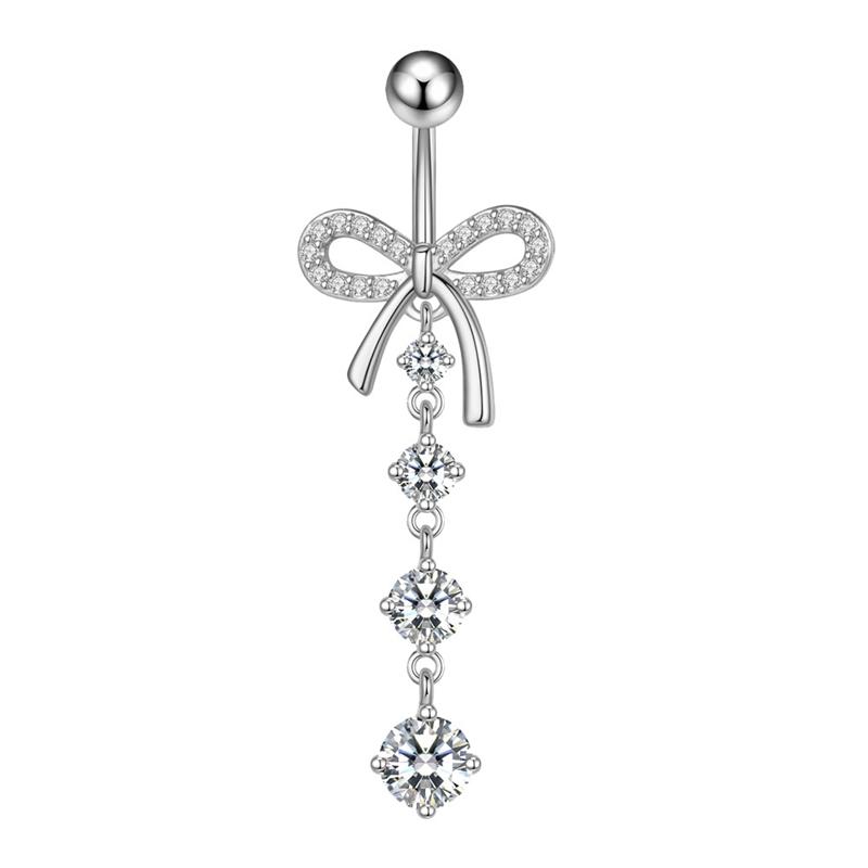 Set 5 316L Steel Bow Hollow Heart-Shaped Belly Button Rings Shiny Zircon Inlay Navel Piercing Jewelry Fashion Jewelry