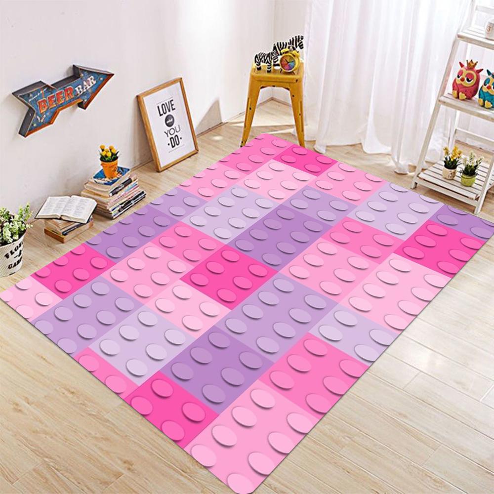 Color Lattice Carpet Squares 3D Printing Bedroom Living Room Hallway Long Strip Anti-slip Area Rug Sofa Doormat Home Mats Decor