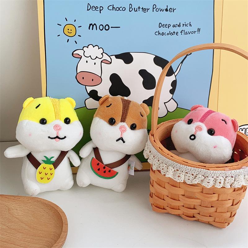 Creative Backpack Fruit Hamster Doll Schoolbag Keychain Hanging Decoration Plush Doll Children's Toys Same