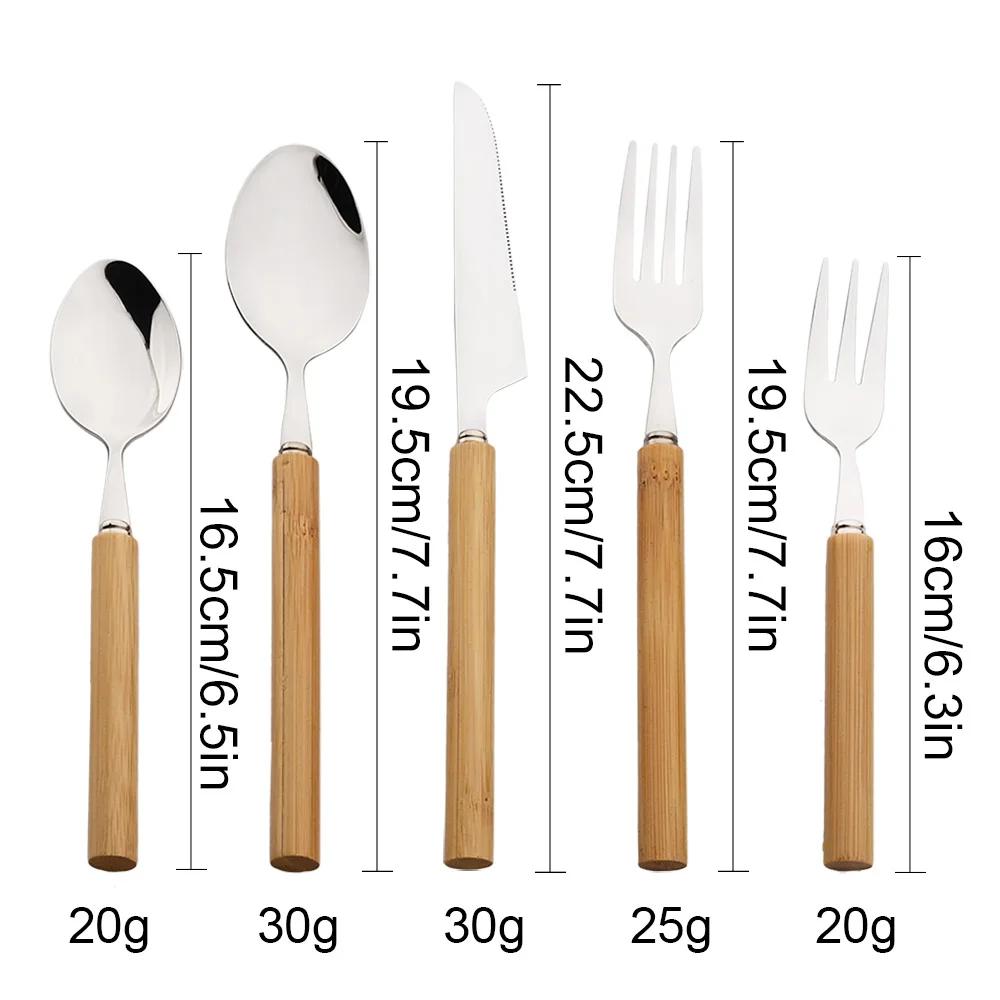 30Pcs Wooden Handle Cutlery Set Stainless Steels Dinner Set Knife Fork Spoon Western Dinnerware Kitchen Flatware