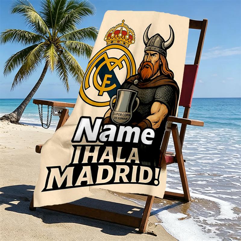 Custom Name Personalized Football team Print Beach Towel, for Trip Camping Beach Party Home Decor, Birthday Gift for Family & Friends