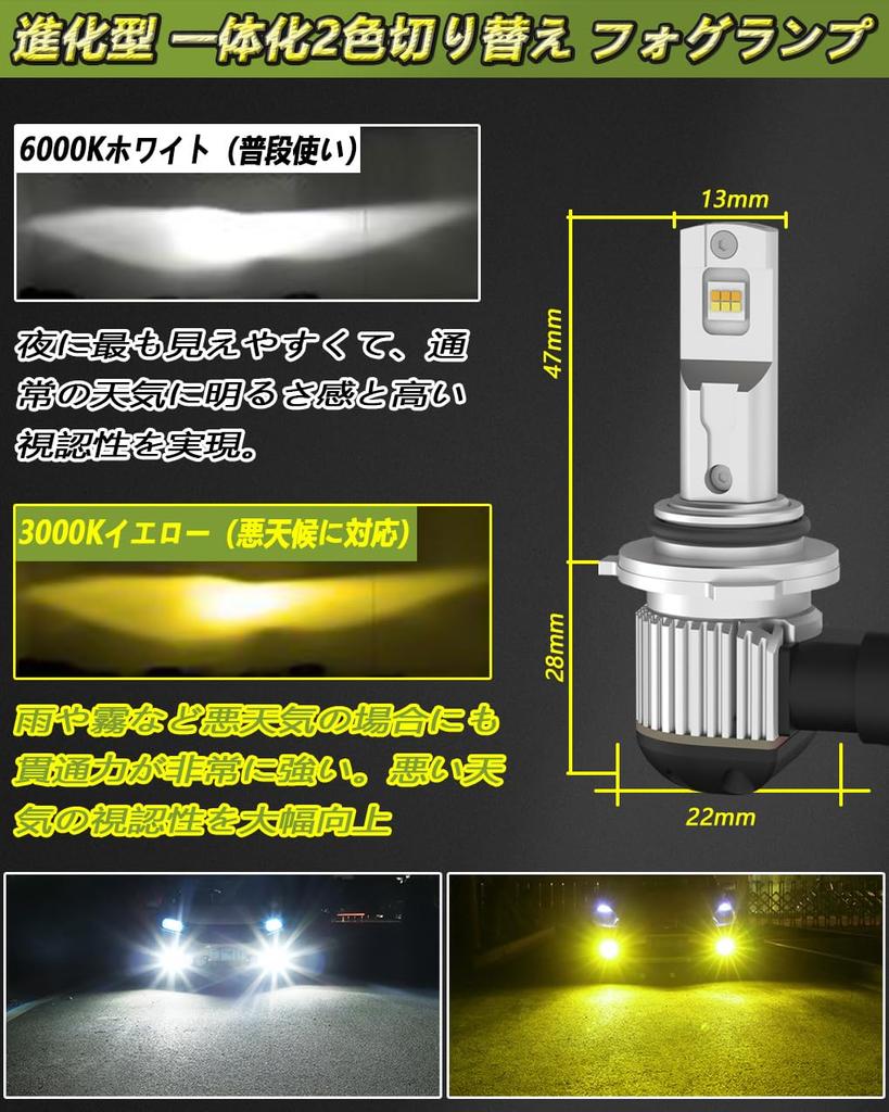 SIVNDEAUTO HB3/HB4 Shared LED, 2 Color Switching, Color Changing Bulb, For Fog Lights, For