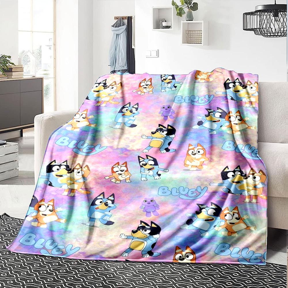 Bluey Print Flannel Blanket High Quality Warm Comfortable Cover for All Seasons Perfect for Gifts Home Decor