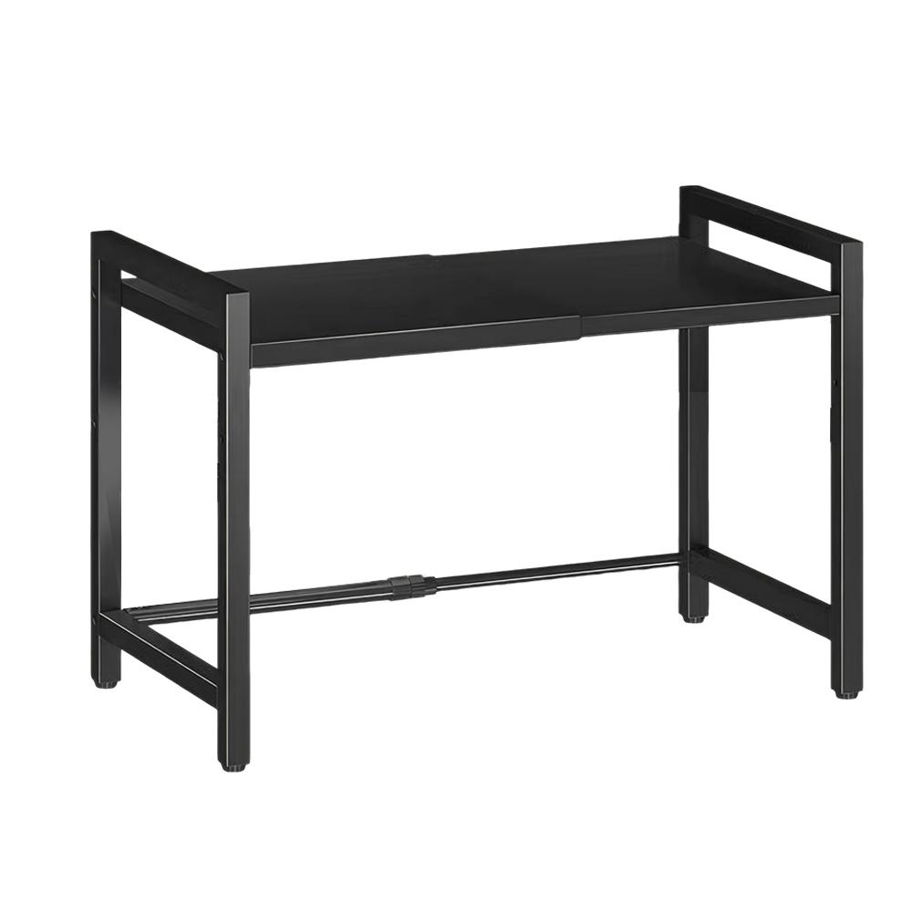 Expandable Microwave Rack Heavy Duty Microwave Storage Stand Height Adjustable Microwave Oven Rack with 6 Hooks for Home Office