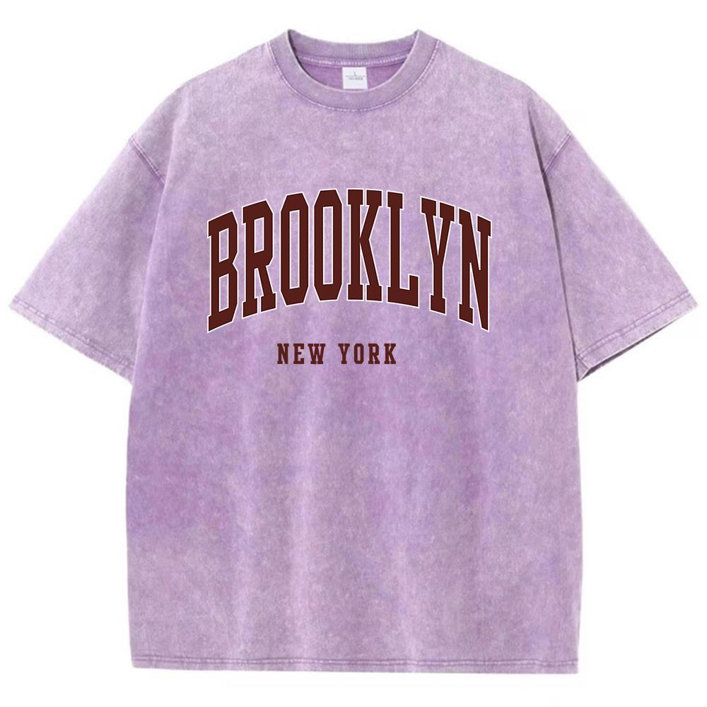 Brooklyn New York Letter Print Male Tee Clothing Graphic Comfort T Shirt Cotton Round Neck Tee Shirt Fittingcomfort