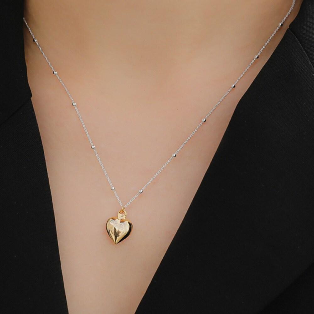 J.Lauren Ball Chain Heart Silver Necklace N01063