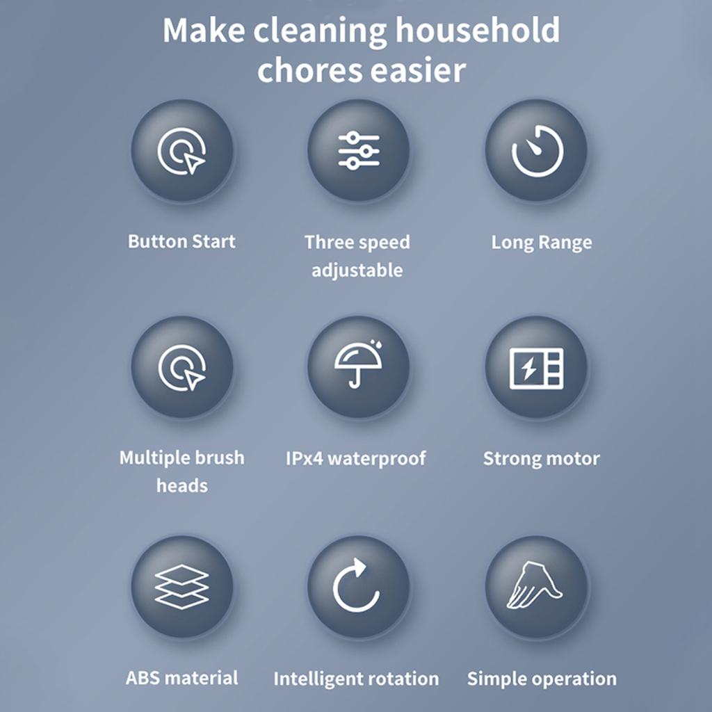 Cordless Electric Spin Scrubber 360 Degrees 3 Speeds Power Cleaning Brush Scrubber with 8 Replaceable Brush Heads and