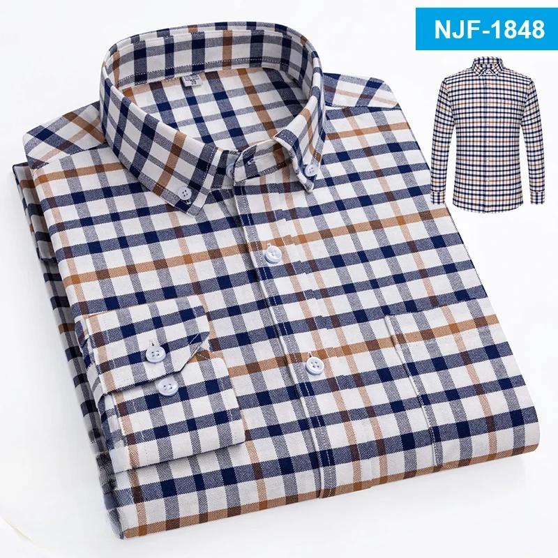 100% Cotton Oxford Long-sleeve Shirts for Men Slim Fit Formal Plain Shirt Soft Casual Plaid Designer White Striped Black Clothes