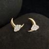 18k Gold-Plated Star, Moon & Cloud Cubic Zirconia Stud Earrings - Elegant High-End Fashion for Women