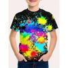 3D Tie-Dye Rainbow Print Kids' T-shirt Summer Fashion Casual Crew Neck Short-Sleeve Top for Boys & Girls