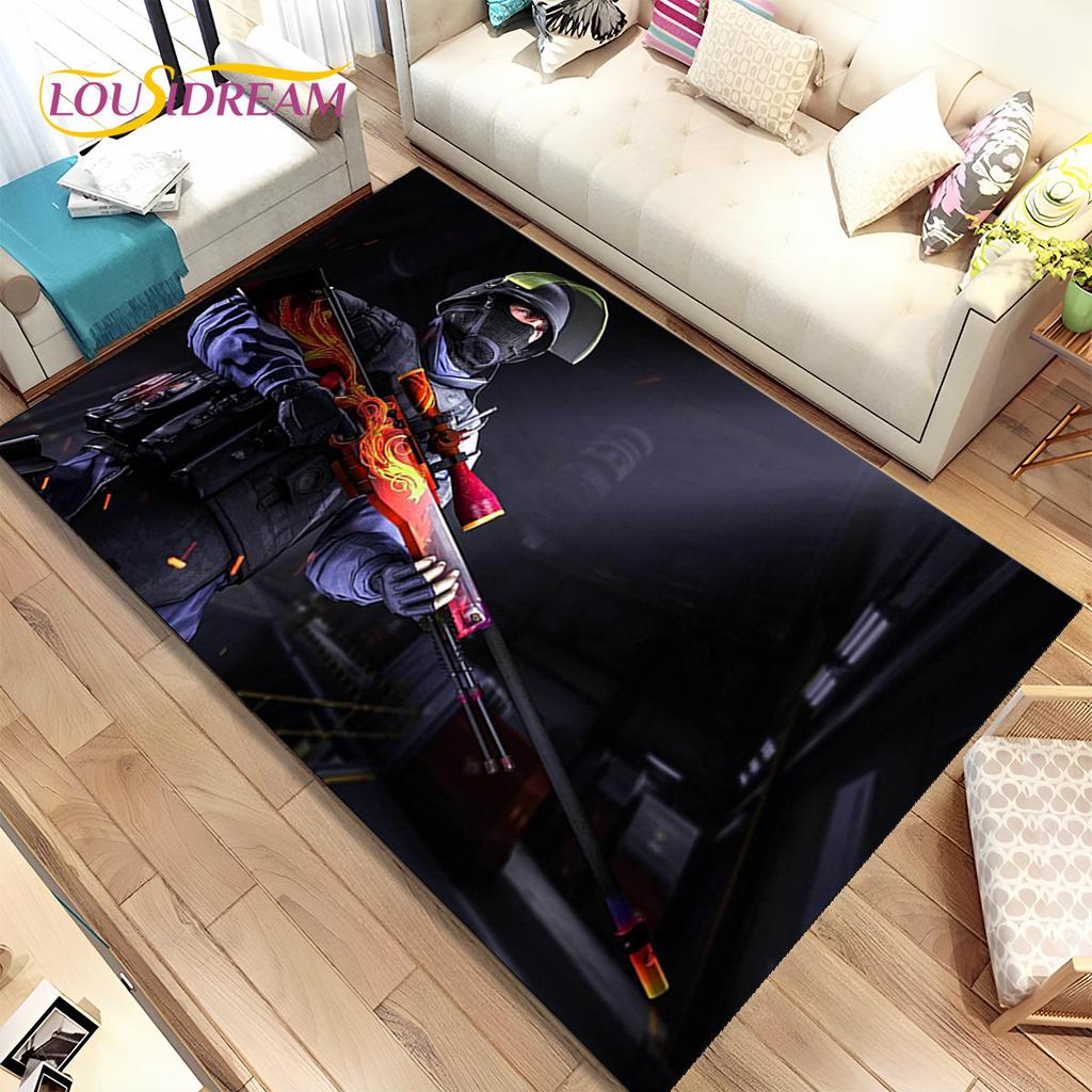 CS GO,Game Gamer,Counter Strike Area Rug,Carpet Rug for Home Living Room Children Bedroom Sofa Doormat Decor,Non-slip Floor Mat