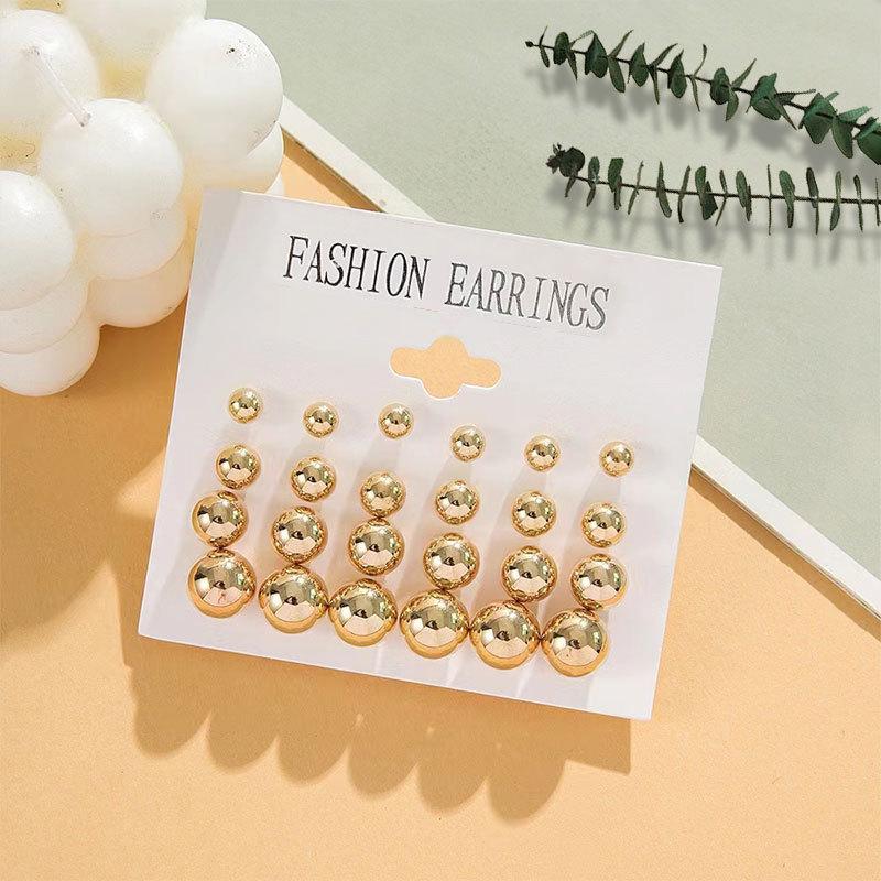 Versatile Round Pearl Earrings, High-End Earrings, Simple Stud Earrings, Twelve Pairs Of Women'S Fashion Stud Earrings