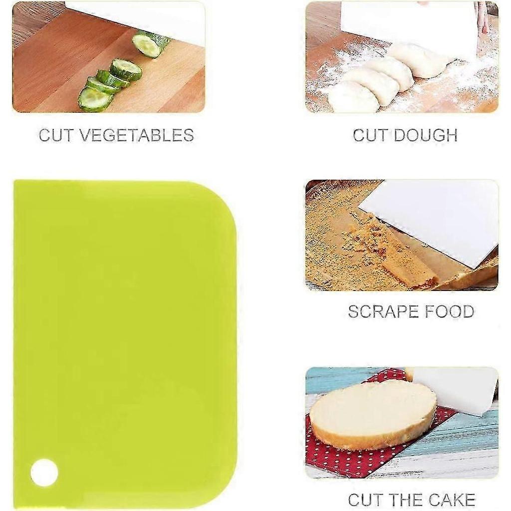 Dough Cutter Scraper Dough Bowl Scrapers Plastic Dough Icing Fondant Scraper Cake Decorating Plain - 6 Pieces