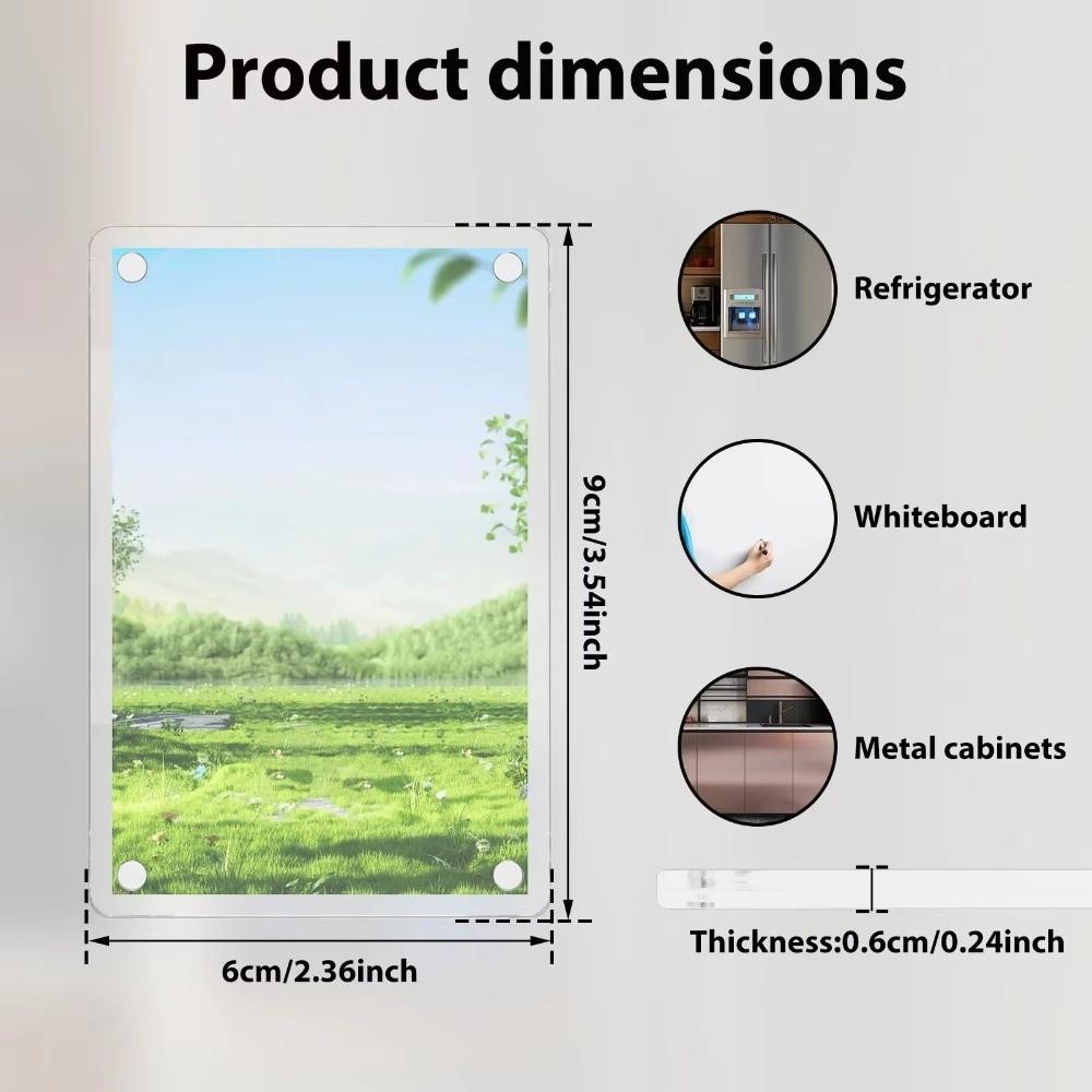 Double Sided Fridge Magnetic Photo Frame Transparent Fridge Photo Frame Refrigerator Display