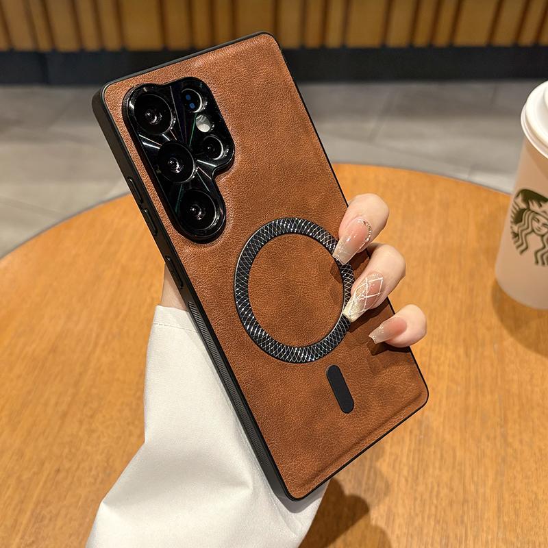 Magnetische Hülle für Samsung Galaxy A56 A16 A36 A55 A15 A54 A53 A25 M34 Hülle Leder Weich Stoßfest Mag-safe Metall Kamera Schale