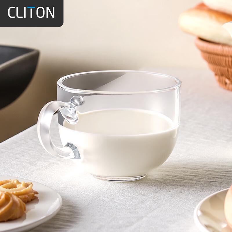 CLITON Tempered Glass Breakfast Mug with Handle