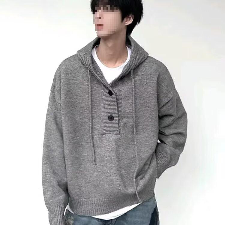 

Унисекс трикотажный свитер с капюшоном, осень/зима 2024 г. - повседневный, свободный, универсальный XL серый