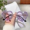Heart Shaped Sunglasses with Rhinestones Women  New Fashion Decorative Sun Glasses Chic Sweet Beach Vacation Shades