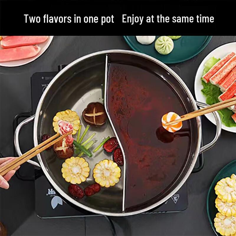 FATTBAO Thickened Stainless Steel Divided Hot Pot