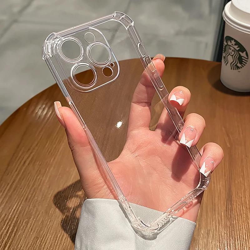 Luxury Shockproof Transparent Phone Case For iPhone 11 12 13 14 15 Pro Max 7 8 Plus XS X XR Mini Soft Clear Bumper Cover