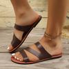 New One-character Slippers Women's Simple Sandals Flat-soled Beach Shoes