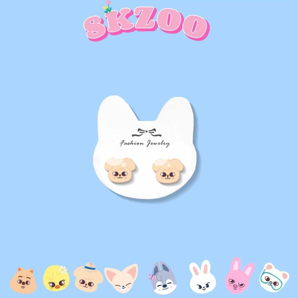 Skzoo auf Lager Stray Kids Skzoo Cartoon Ohrringe 925 Silber Hypoallergen Ohrstecker Mode Kpop Merch