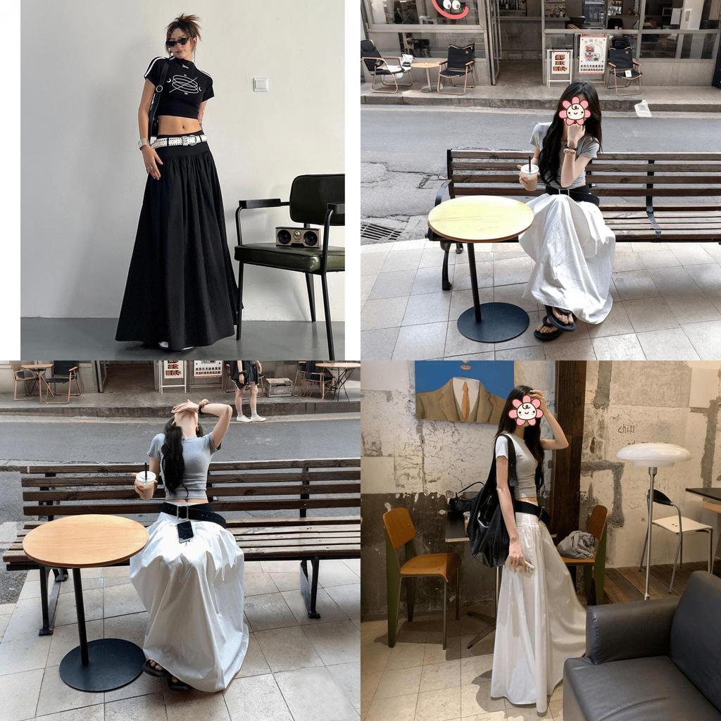 Casual Cotton Blend Long Skirt With Elastic Waist For Women Summer Travel And Office Wear