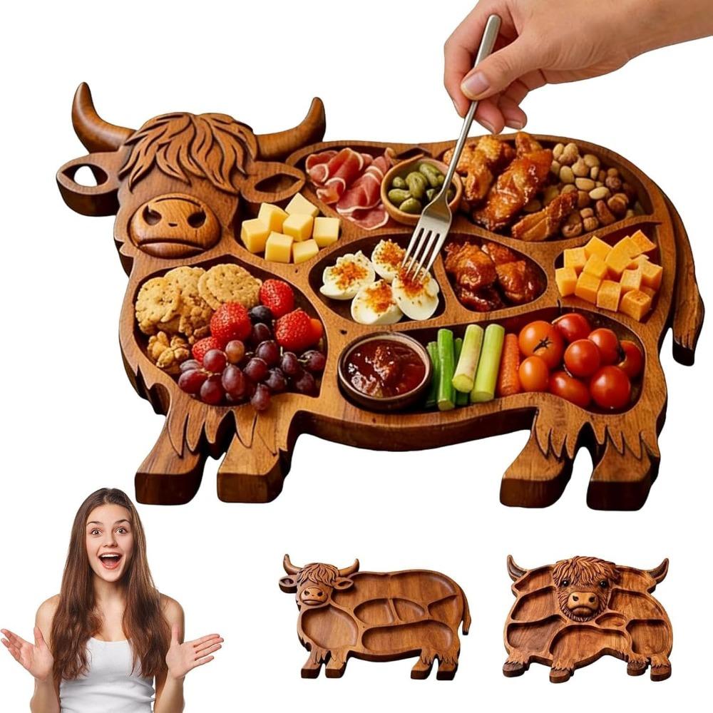 Highland Cow Wooden Charcuterie Board, Highland Cow Charcuterie Board, Wooden Cow Food Platter, Rustic Farmhouse Serving Board