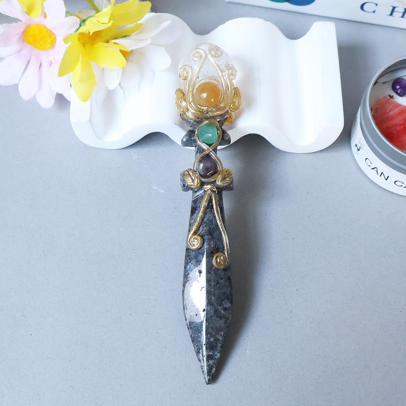 Scettro di Cristallo a Forma di Coltello, Bacchetta Magica che Unisce Cristallo a Forma di Coltello e Sfera di Cristallo, Regalo di Halloween