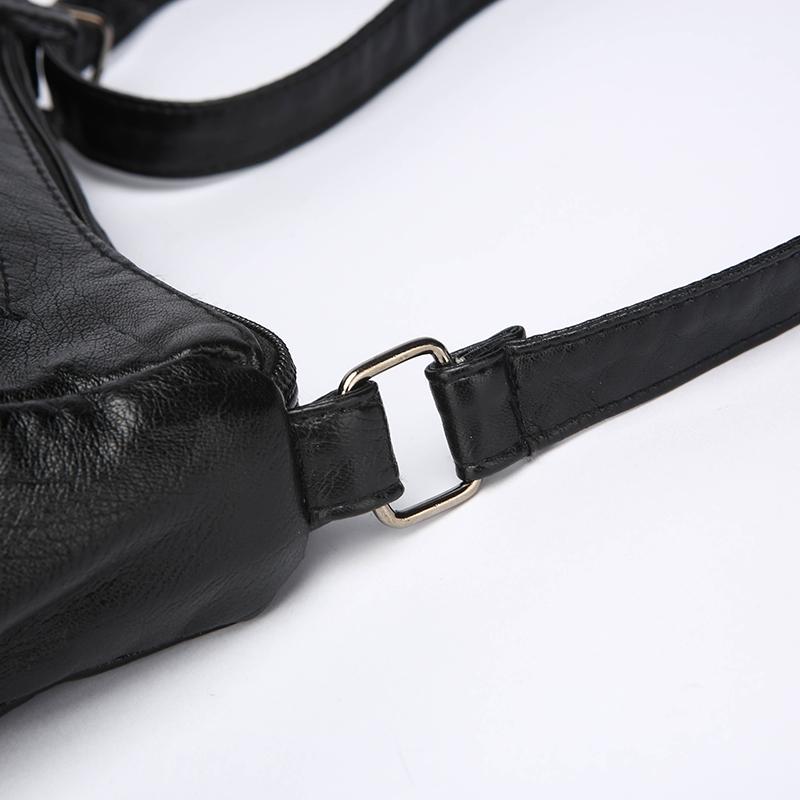 Women's Soft Leather Multi-compartment Multi-pocket Stitching Single Shoulder Messenger Bag