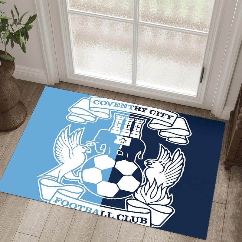 Coventry City Football Design Crystal Velvet Carpet Cozy Non?Slip Printed Rug For Bedroom Living Room Entrance