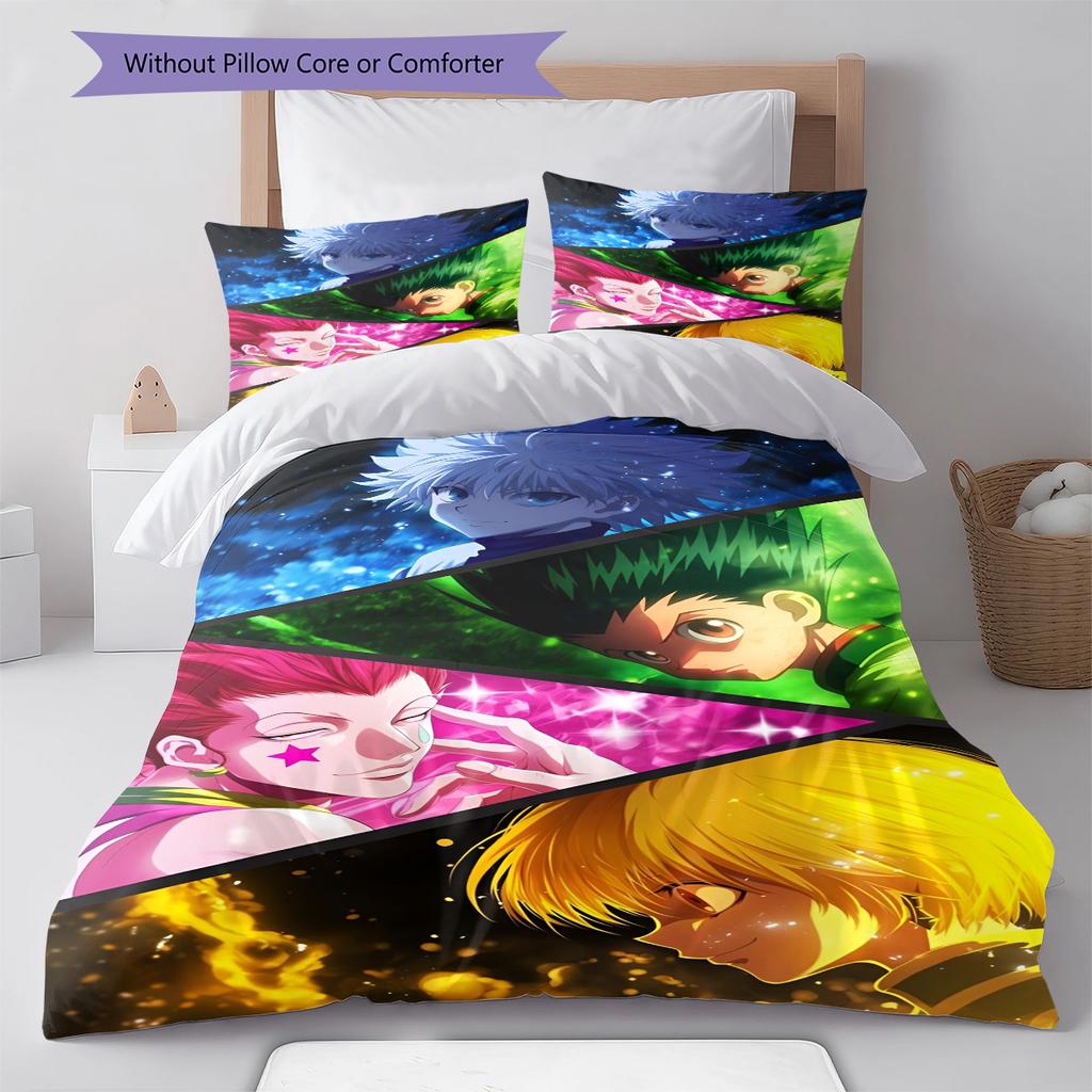 Set Copripiumino Trapuntato con Motivo Anime Federe Decorazione Casa Regalo di Compleanno (1 * copripiumino + 2 * federa, senza nucleo)