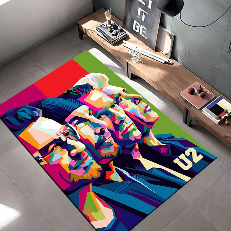 Colorful Abstract U2 Portrait Suitable As a Non-slip Mat for the Living Room or Bedroom Sofa