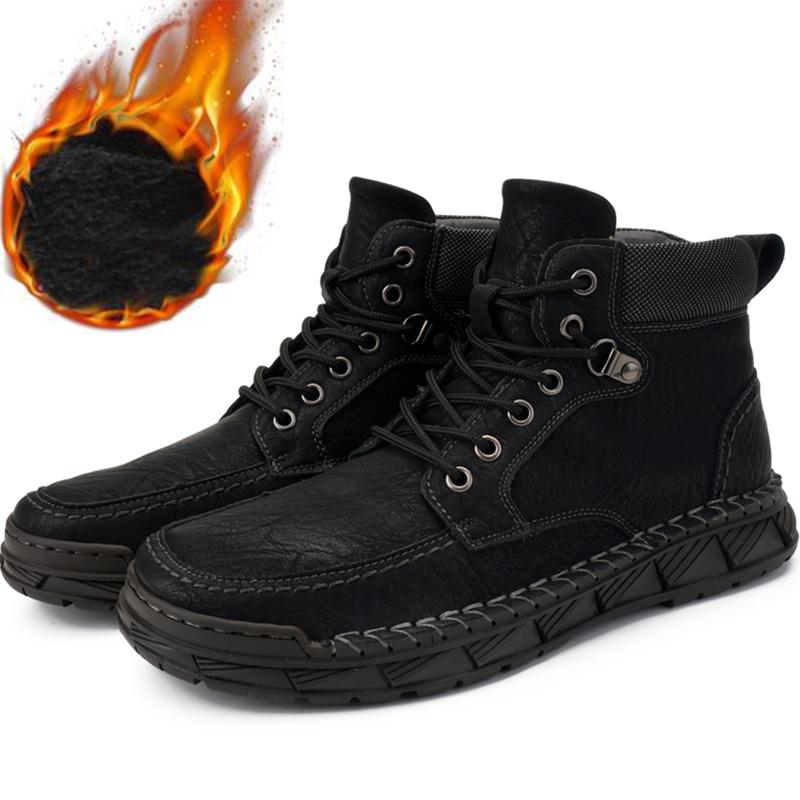 Herren Retro Echtleder Freizeitschuhe Winter Plus Samt Stiefeletten Frühling/Herbst Herrenstiefel