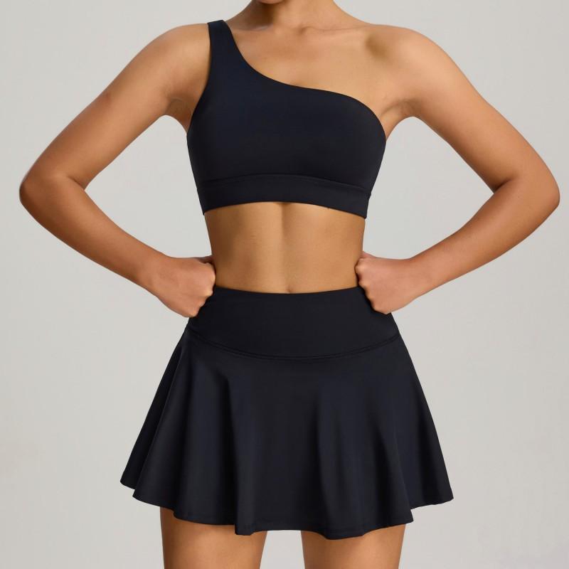 Womens Sport Skort Set With Built-in Bra Top Tennis Running Yoga Fitness Workout