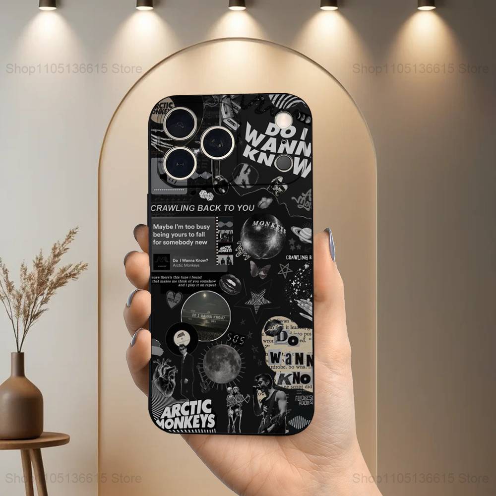 Band A-Arctic M-Monkeys Case For iPhone 11,12,15,14,13,16,17,Plus,Pro Max,XS,X,XR,SE,Mini,8,7,Soft Silicone Black