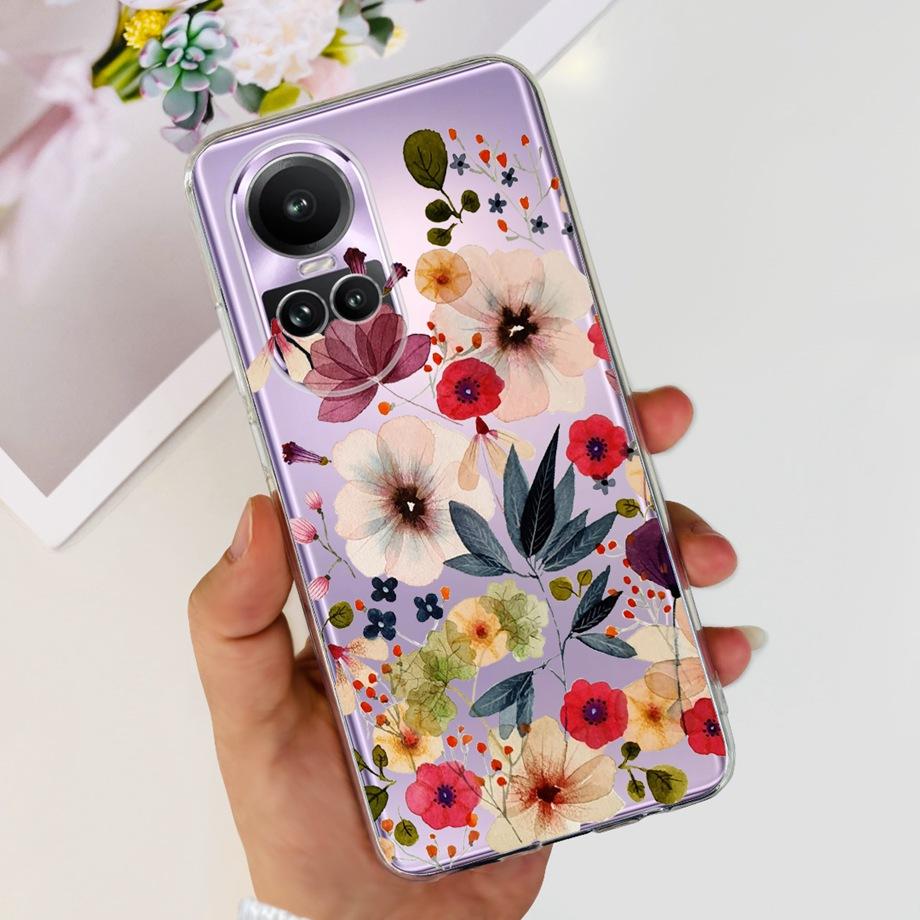 For Oppo Reno10 Pro Case Reno 10 5G Cover Soft TPU Black Silcione Bumper Coque For Reno 10pro Global Funads Women Fashion Print